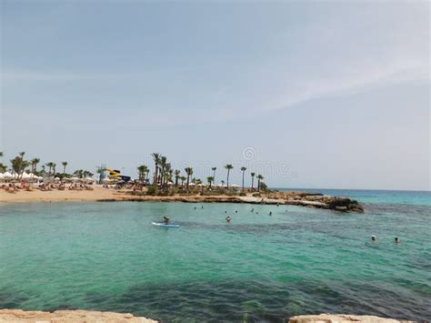 Azure Water On Nissi Beach Ayia Napa Cyprus April Stock Image