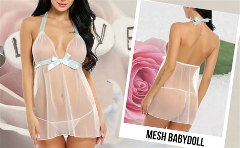 Avidlove Lingerie For Women Lace Babydoll Chemise Negligees Sexy Exotic Nightgowns Halter