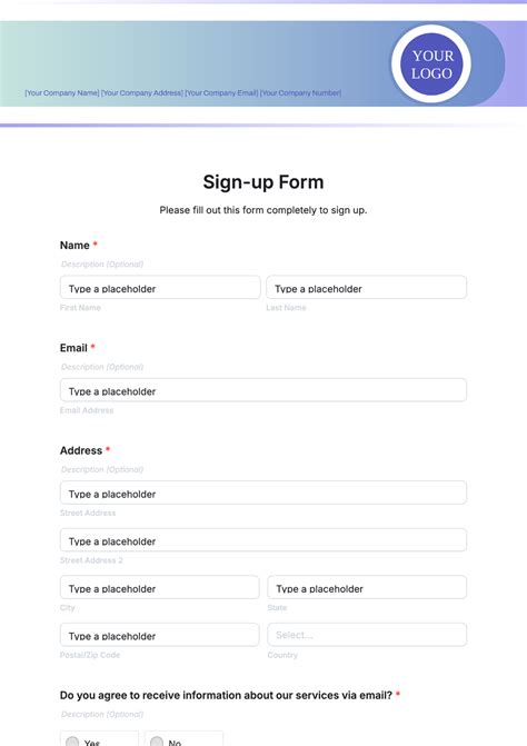 Free Sign-up Form Template to Edit Online