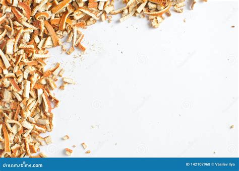 Grated Peel And Orange Peel And Place Under The Texture Stock Photo