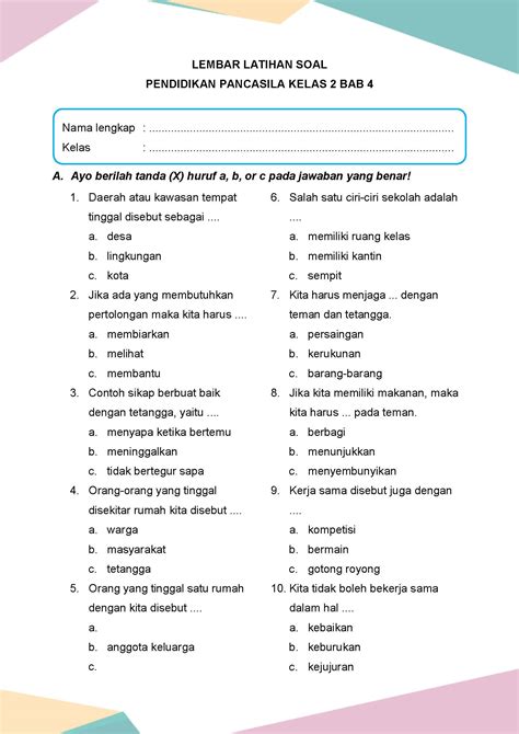 Latihan Soal Pendidikan Pancasila Kelas 2 Bab 4 Daring Nur Hidayah Press