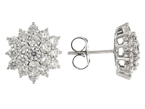 White Cubic Zirconia Rhodium Over Sterling Silver Earrings Ctw