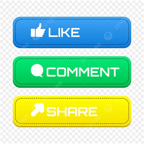 Like Comment Share Vector Design Images Colorful Social Media Button