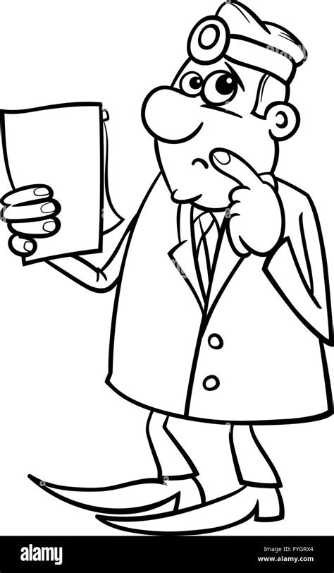 doctor coloring page black  white stock  images alamy