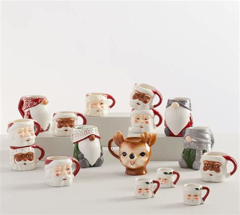 Santa Claus Shaped Handcrafted Ceramic Mugs Pottery Barn