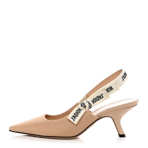CHRISTIAN DIOR Technical Canvas Ribbon J Adior Slingback 65mm Pumps 37 5 Powder Nude 1153595