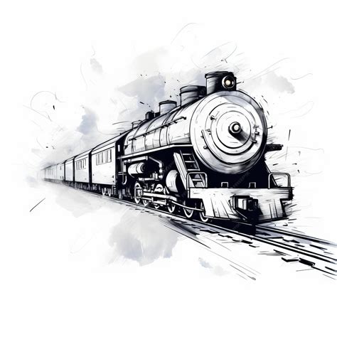 Premium Ai Image Vintage Hand Drawn Blue Train Illustration High