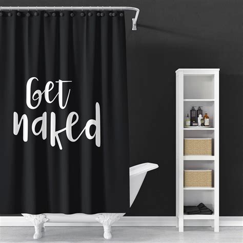 Get Naked Shower Curtain Get Naked Bath Curtain Black Shower Curtain Typography Bath Curtain