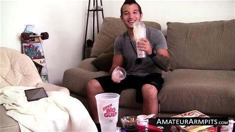 Inked Stud Fucks A Sex Toy With His Hairy Long Sword