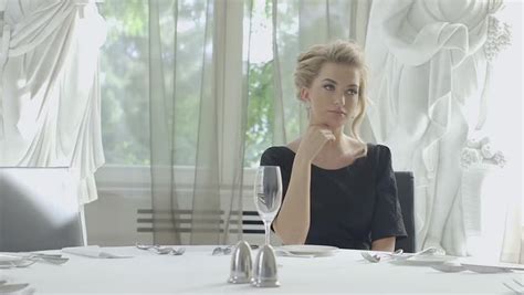 Beautiful Sexy Woman Restaurant Cafe Blonde Stock Footage Video 100 Royalty Free 6957214