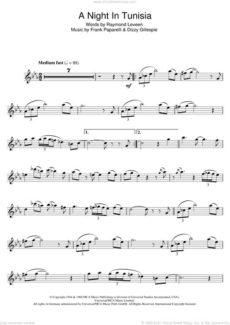 Gillespie A Night In Tunisia Sheet Music For Flute Solo Pdf