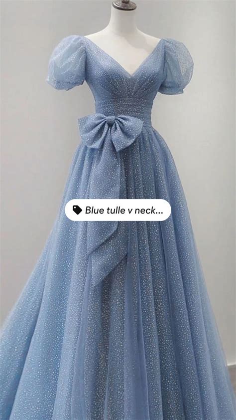 Gray Blue Tulle Long Sweet Dress Prom Dresses A Line Prom Dresses