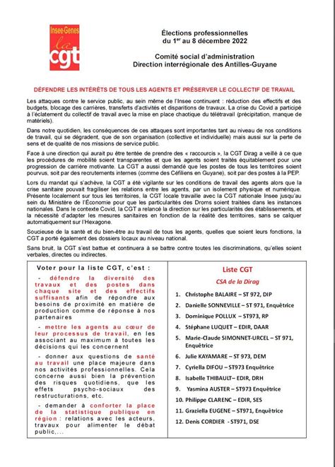 Syndicat Cgt De Linsee Genes Profession De Foi Cgt Du Csa De La Dirag