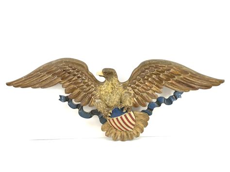 Lot - Vtg Large American Eagle with Shield Wall Mount