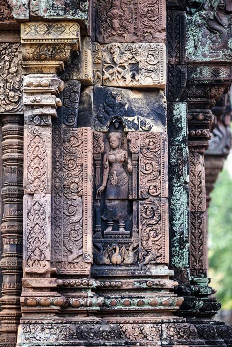 Escultura Del Templo De Angkor Wat En Camboya Imagen De Archivo