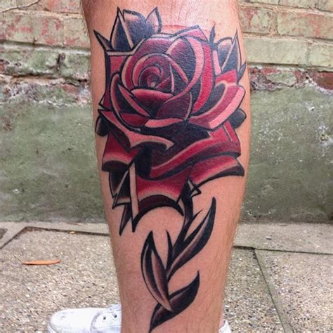 Rose Tattoo On Calf