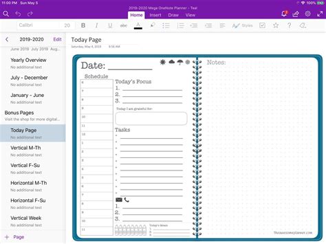 2019-2020 mega planner for microsoft onenote teal academic