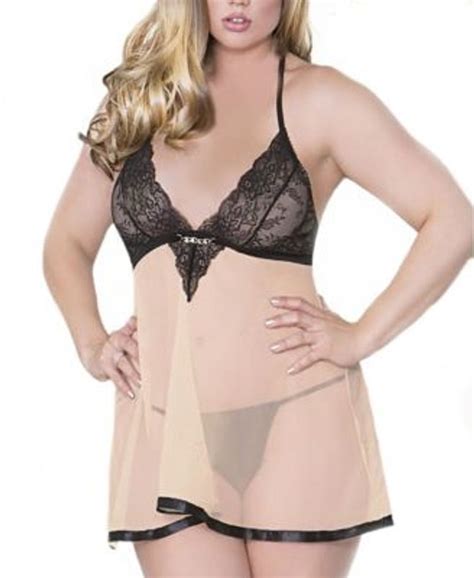 Icollection Women S Plus Halter Mesh Babydoll Lingerie Set Mall Of America