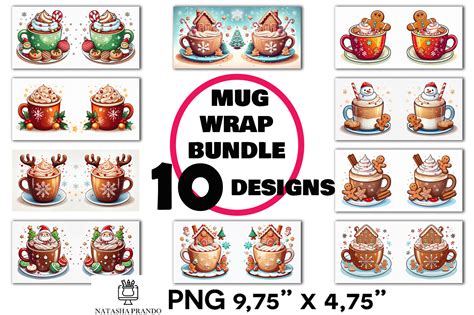 Festive Hot Drinks Mug Wrap Sublimation Graphic By NatashaPrando