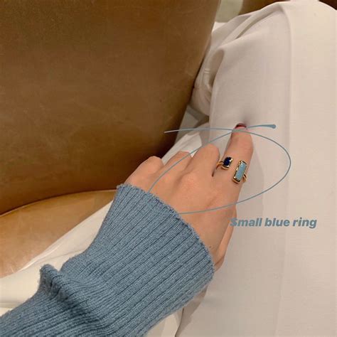 HOT แหวนเปดสนำเงนไลระดบสฟานกเรยนหญงเกาหลเรยบงายปรบแฟชนอนกระแสนำเบาหรหราแหวน