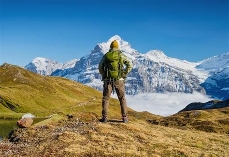 Hiking in high mountains stock photo. Image of pond, lake - 5895292