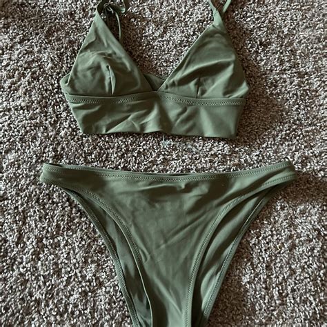 Olive Green Bikini From Aerie Both Size Small Depop