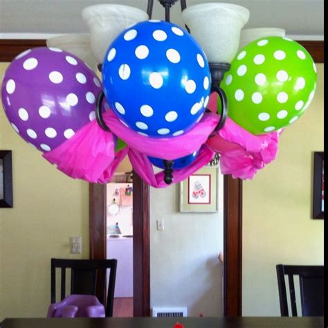 The Balloons Are Hanging From The Ceiling In The Dining Room