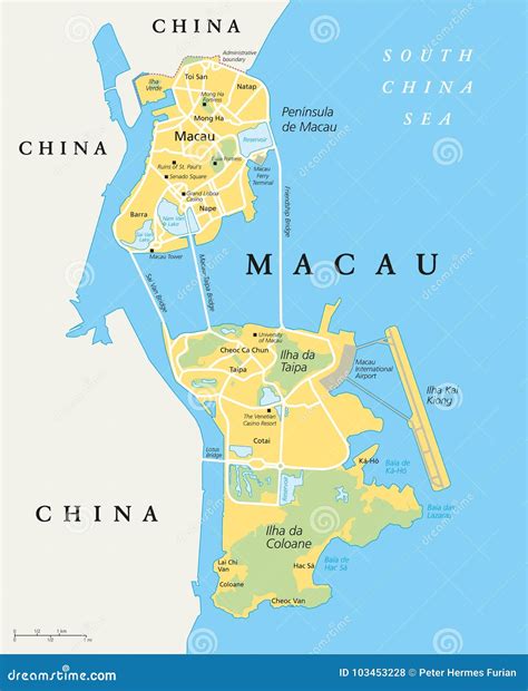 Macau Political Map stock vector. Illustration of cotai - 103453228