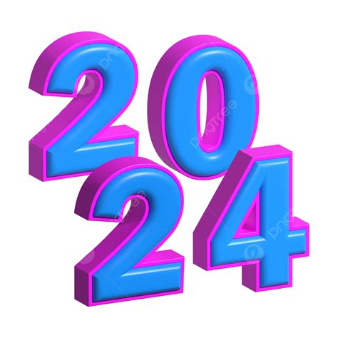 Fuente De Letras Creativas De Año Nuevo 2024 3d Vector Png Dibujos