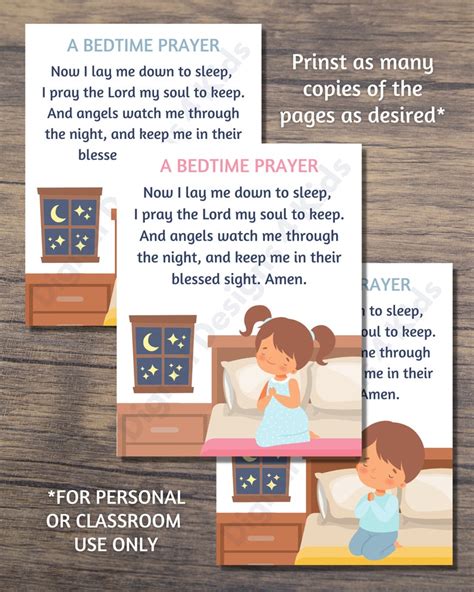 Bedtime Prayer For Kids Printable Now I Lay Me Down To Sleep Prayer
