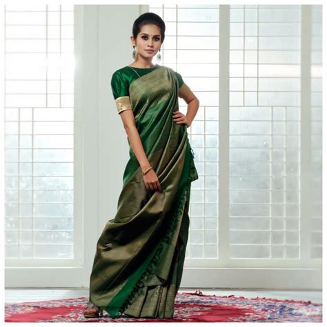 Bottle Green Kanchipuram Saree ELAN Designer Studio