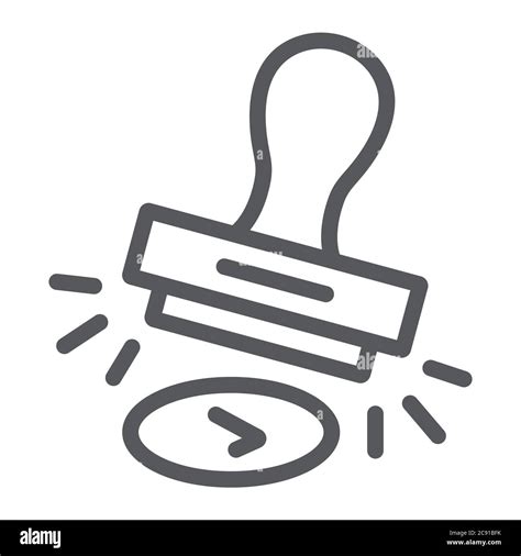 Approval Stamp Line Icon Allow And Stamper Rubber Stamp Sign Vector