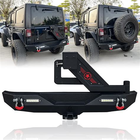 Tioyar Rear Bumper With Tire Carrier Linkage And Led Light Offroad Fit