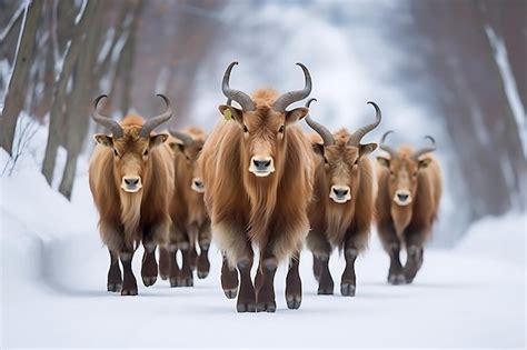 Premium AI Image | Snowy farm animals
