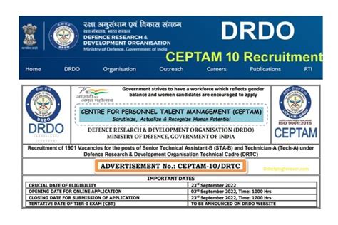 Drdo Ceptam Recruitment Apply Online