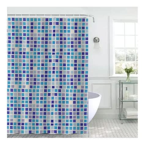 Cortina De Baño Estampada Con Plastico Protector Ganchos