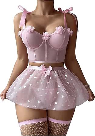 GORGLITTER Women S Floral Appliques Lingerie Sets Piece Longline Bra