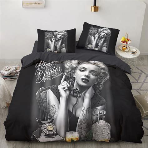 Comforters Bedding Sets Marilyn Monroe Skull Black Bedding Set Duvet