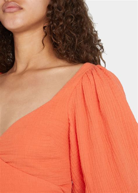 Simkhai Mila Gauze Puff Sleeve Wrap Top Bergdorf Goodman