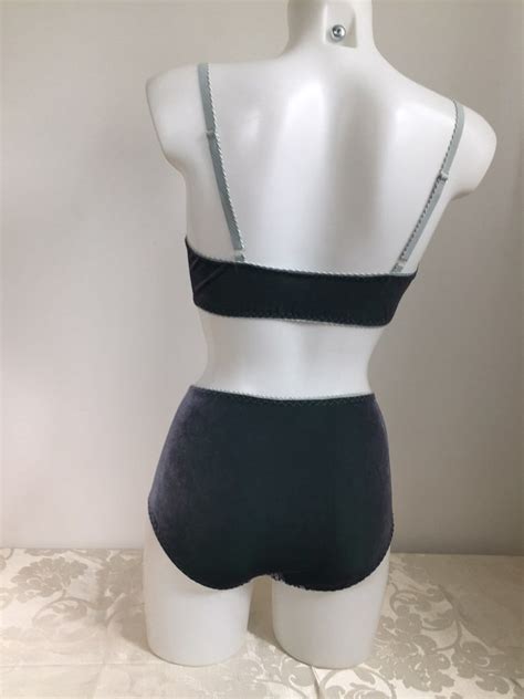 Velvet Lingerie Set Bralete Panties Honeymoon Wedding Hen Etsy