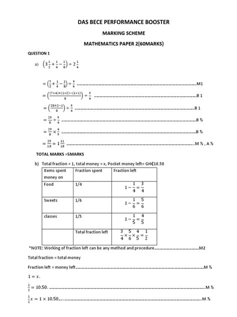 mathematics marking scheme  area mathematics
