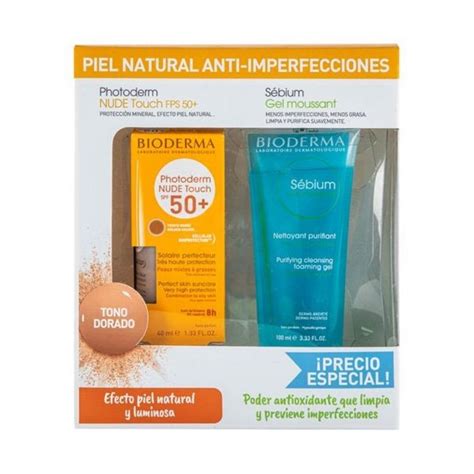 KIT PHOTODERM NUDE SPF50 DORADO 40ML SEBIUM GEL 100ML Mepiel