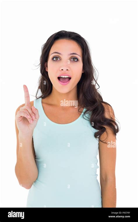 Pretty Brunette Getting An Idea Stock Photo Alamy