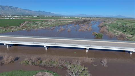 Gila River at 8th Avenue Bridge, Safford, Arizona on Aug. 23, 2022 at 8