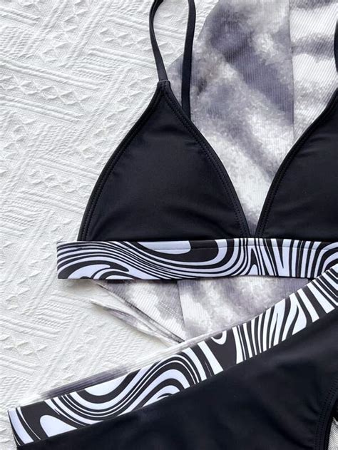 Nuevo Bikini De Ba O Deportivo Sexy Y Atractivo Con Estampado De Rayas De Cebra De Pierna Alta