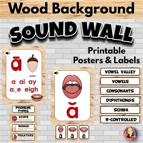 Printable Sound Wall With Mouth Pictures In Rustic Wood Theme Camping