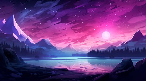 Night Snowy Mountain Scenery 4K #9340i Wallpaper PC Desktop