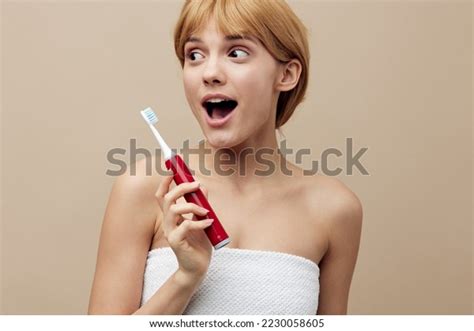 Joyful Funny Blonde Woman Her Hair Stock Photo 2230058605 Shutterstock
