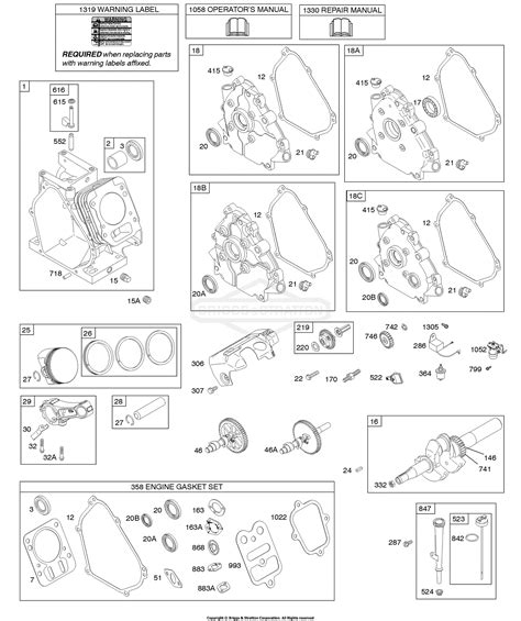 Briggs And Stratton 120202 0387 E1 Parts Diagram For Camshaft Crankcase Cover Crankshaft