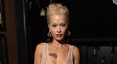 Rita Ora Wears Sheer Floral Dress With New Blonde Mullet Bleached